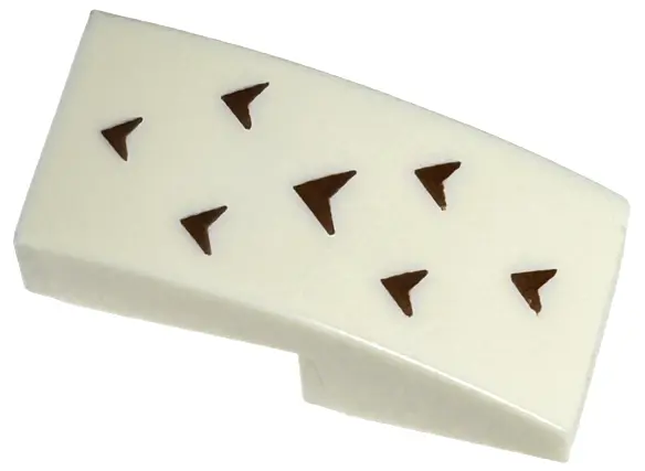 White Slope, Curved 2 x 1 x 2/3 with 7 Reddish Brown Arrowheads / Feathers Pattern (BrickHeadz Hedwi