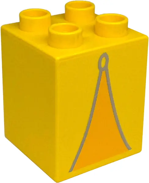 Yellow Duplo, Brick 2 x 2 x 2 with Bright Light Orange Triangle (Tent Opening) with Light Bluish Gra
