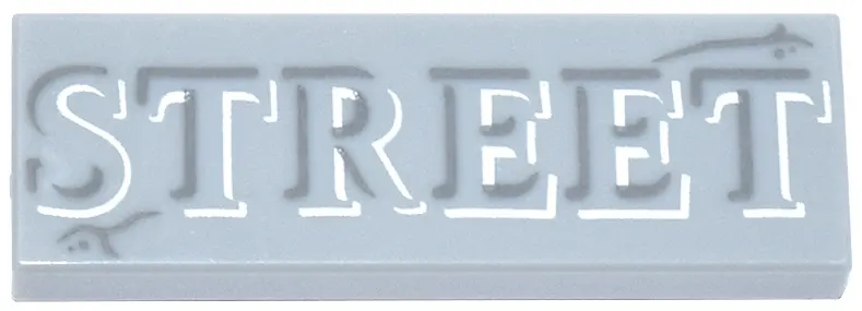 Bluish Gray Tile 1 x 3 with Stone Cracks and White and Dark Bluish Gray 'STREET' Pattern