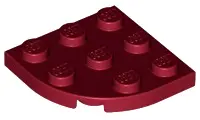 Dark Red Plate, Round Corner 3 x 3