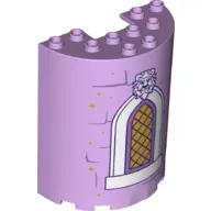 Lavender Cylinder Half 3 x 6 x 6 with 1 x 2 Cutout with White Window, Gold Lattice, Beast Face and B