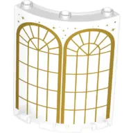 Trans-Clear Cylinder Quarter 4 x 4 x 6 with 2 Arched Windows with Gold Frame, Lattice and Sparkles P
