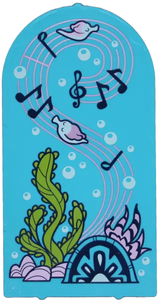 Medium Azure Glass for Door Frame 1 x 6 x 7 Arched with Notches and Rounded Pillars with Fish, Bubbl