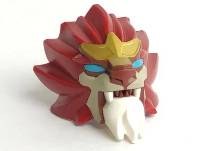 Dark Red Large Figure Head Modified Chima Lion with Blue Eyes Pattern