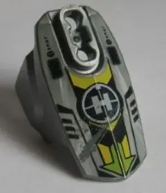 Flat Silver Hero Factory Armor with Ball Joint Socket - Size 5 with Lime Arrows, Black and Yellow Ch