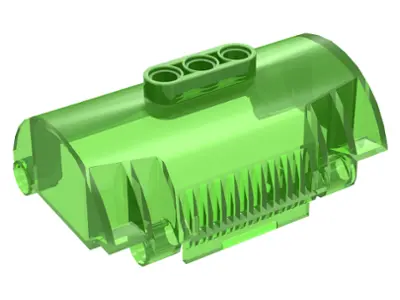 Trans-Bright Green Cylinder Half 3 x 5 x 8 with Pin Holes
