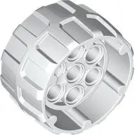 White Wheel Hard Plastic, Treaded with 7 Pin Holes and Inner Ring (37mm D. x 22mm)