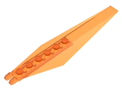 Trans-Orange Hinge Plate 3 x 12 with Angled Side Extensions and Tapered Ends