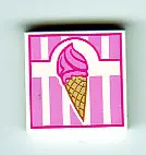 White Tile 2 x 2 with Ice Cream Cone on Pink and White Pattern
