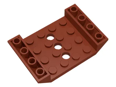 Reddish Brown Slope, Inverted 45 6 x 4 Double with 4 x 4 Cutout and 3 Holes