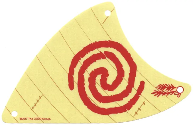 Tan Cloth Sail Triangular with Red Spiral Swirl Pattern, 3 Holes, Large (Moana)