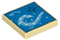 Tan Tile 2 x 2 with Map Constellations Pattern