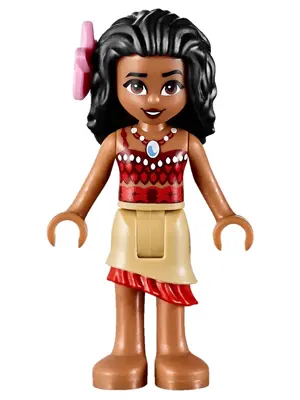 Moana (Medium Nougat) - Mini Doll, Dark Red and Red Top with Strap, Tan Layered Skirt with Red Ruffl