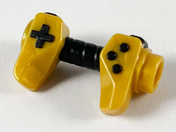 Pearl Gold Minifigure, Utensil Game Controller, Holes on Sides for Bar with Molded Black Buttons and