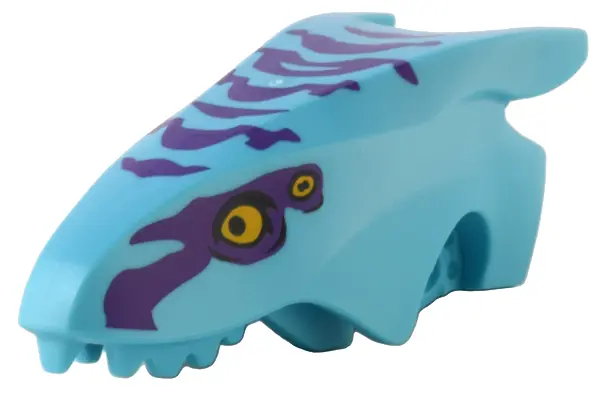 Medium Azure Dragon Head (Avatar Ikran) Jaw Upper with Dark Purple Stripes and Bright Light Orange E