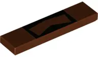 Reddish Brown Tile 1 x 4 with Black Moustache Pattern