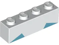 White Brick 1 x 4 with Medium Azure Triangles Pattern