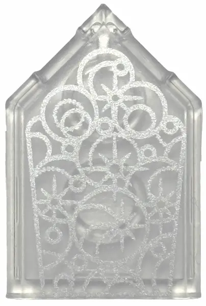 Trans-Clear Tile, Modified 2 x 3 Pentagonal with Silver Circles and Stars Pattern (Wicked Glinda Cro