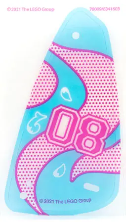 Plastic Sail 6 x 11.5 with Magenta '08' and Dots with Dark Azure Swirls on Transparent Background Pa