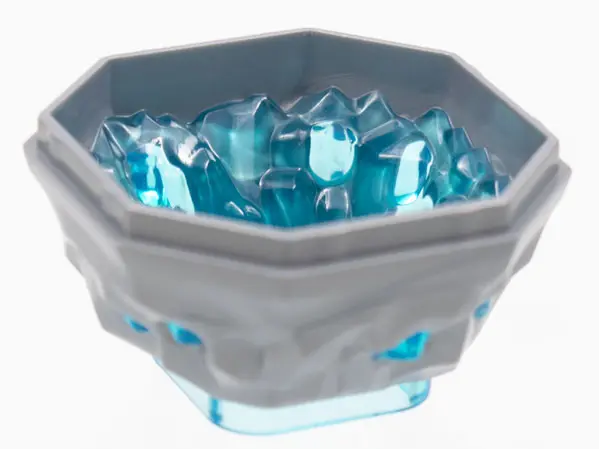 Flat Silver Rock 4 x 4 Octagonal Boulder, Bottom with Molded Trans-Light Blue Crystals Pattern