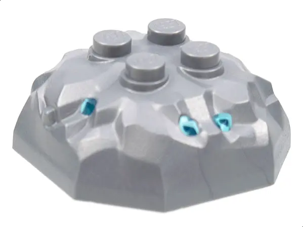 Flat Silver Rock 4 x 4 Octagonal Boulder, Top with Molded Trans-Light Blue Crystals Pattern