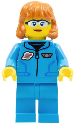 Lunar Research Astronaut - Female, Dark Azure Jumpsuit, Dark Orange Hair, Safety Glasses