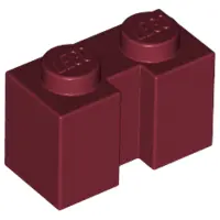 Dark Red Brick, Modified 1 x 2 with Channel