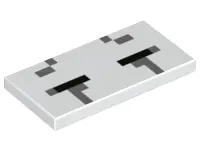 White Tile 2 x 4 with Black and Dark Bluish Gray Rectangles Pattern (Minecraft Ghast Closed Eyes)