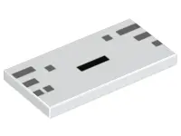 White Tile 2 x 4 with Black and Dark Bluish Gray Rectangles Pattern (Minecraft Ghast Mouth)