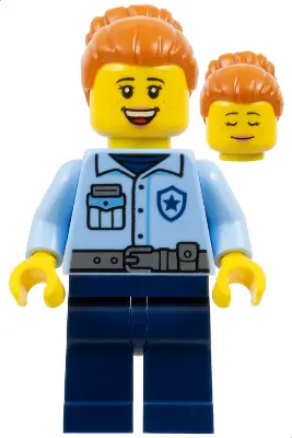 Donut Truck Customer (Police) - City Officer Female, Bright Light Blue Uniform with Dark Bluish Gray