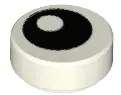 Glow In Dark White Tile, Round 1 x 1 with Black Eye with Pupil Pattern