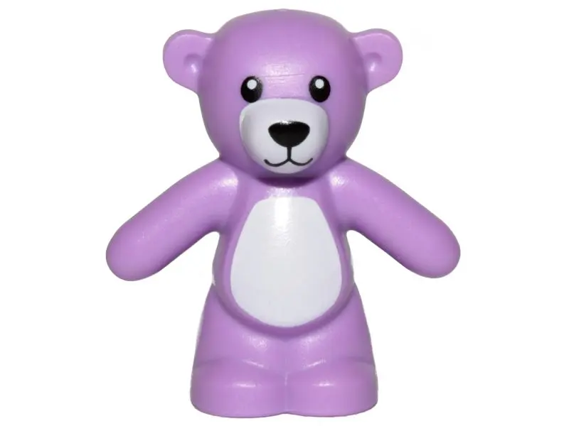 Medium Lavender Teddy Bear with Black Eyes, Nose, and Mouth, White Stomach and Muzzle Pattern