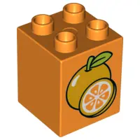 Orange Duplo, Brick 2 x 2 x 2 with Oranges Pattern