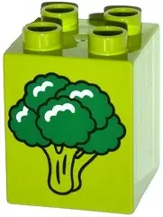 Lime Duplo, Brick 2 x 2 x 2 with Broccoli Pattern