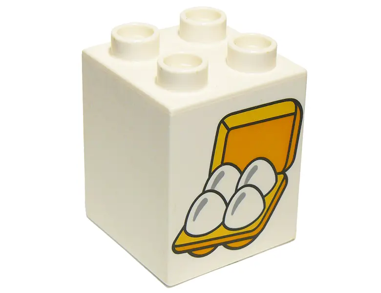 White Duplo, Brick 2 x 2 x 2 with 4 Eggs in Box Pattern