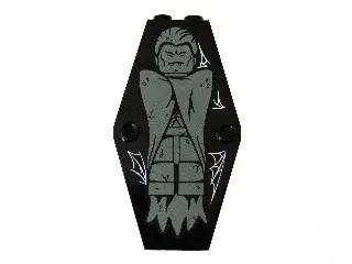 Black Container, Coffin Lid with Light Bluish Gray Vampire and White Cobwebs Pattern