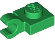 Green Plate, Modified 1 x 1 with Open O Clip (Horizontal Grip)