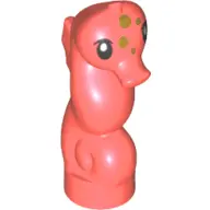 Coral Seahorse, Friends Style with Black Eyes and Gold Spots Pattern