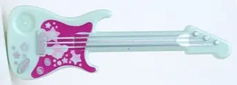 Light Aqua Minifigure, Utensil Musical Instrument, Guitar Electric with Silver Strings, Stars, Bridg