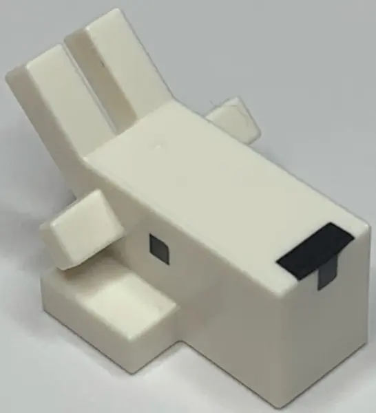 White Creature Head Pixelated with Angled Horns and Ears and Black Nose and Eyes Pattern (Minecraft 