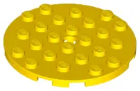 Yellow Plate, Round 6 x 6 with Hole
