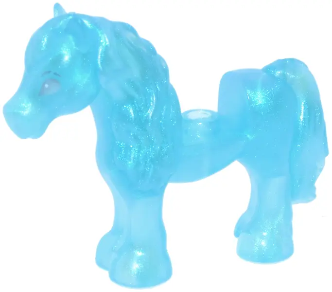 Satin Trans-Light Blue Horse, Friends Style, Pony with 1 x 1 Cutout with Metallic Light Blue Eyes an
