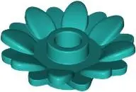 Turquoise Plant Flower 2 x 2 Round with 16 Petals (Sunflower) with Open Stud