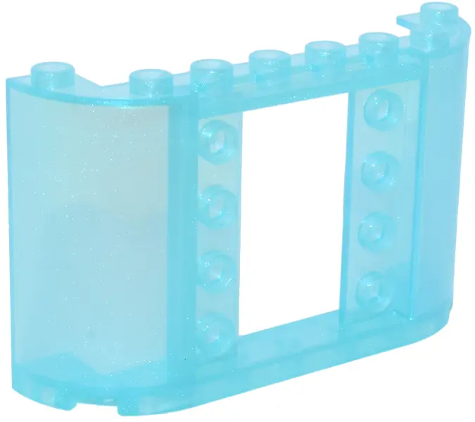 Trans-Light Blue Panel 2 x 8 x 4 with 2 x 3 1/3 Cutout with 4 Studs on Each Side