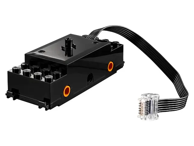Black Electric, Train Motor 9V RC Train with Integrated Powered Up Attachment, Orange Wheel Holders