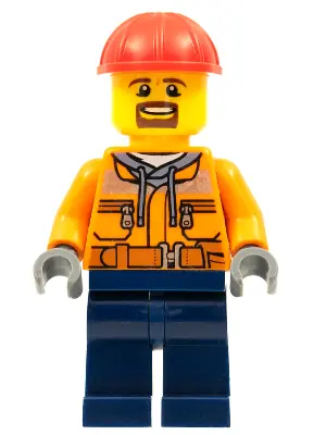 Forklift Driver - Male, Orange Safety Jacket, Reflective Stripe, Sand Blue Hoodie, Dark Blue Legs, R