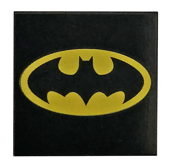 Black Tile 2 x 2 with Oval Batman Logo Pattern