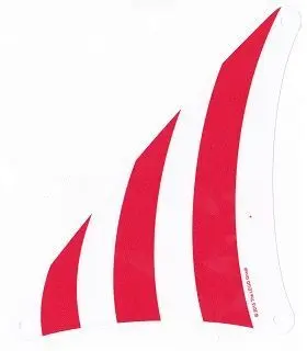 White Cloth Sail Triangular 18 x 20 with Red Stripes Pattern
