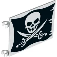 White Flag 6 x 5 with Skull with Crossed Cutlasses (Jolly Roger) Pattern on Both Sides