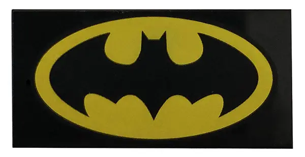Black Tile 2 x 4 with Batman Logo Oval Pattern